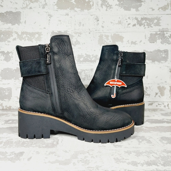 NEW Blondo Dakota Black Leather Side Zipper Buckle Waterproof Ankle Boots W562 - Picture 3 of 12